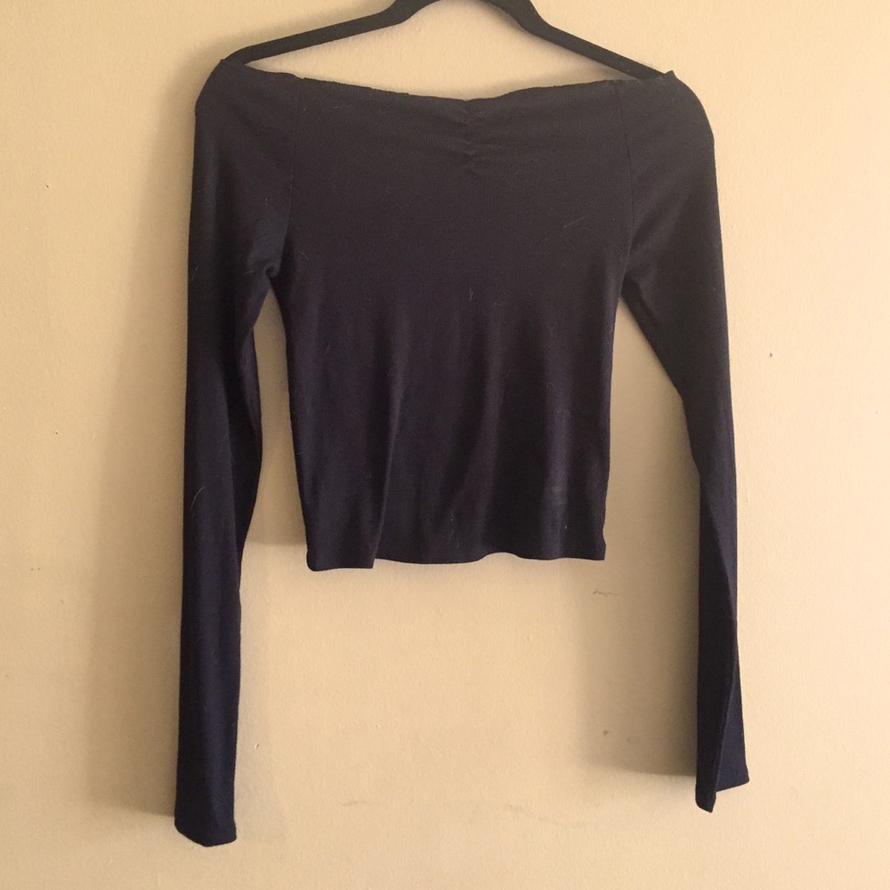 long sleeve at the shoulder crop top